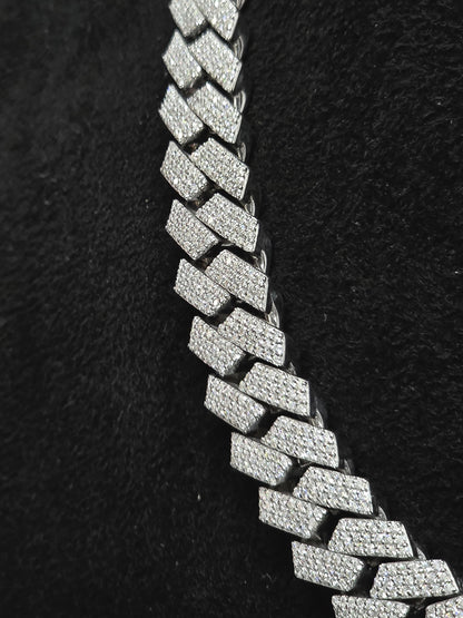 12mm Iced Out Prong Cuban Chain | Moissanite Cuban Link Necklace | 925 Sterling Silver Hip Hop Jewelry