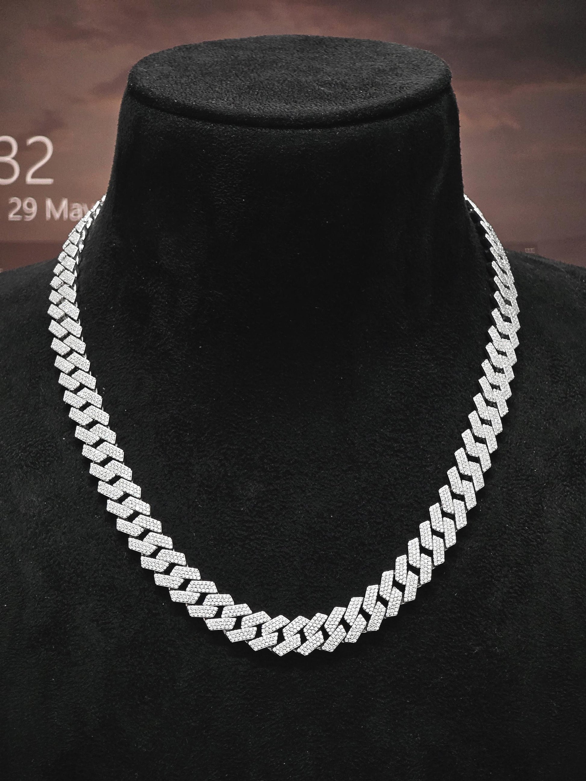 12mm Iced Out Prong Cuban Chain | Moissanite Cuban Link Necklace | 925 Sterling Silver Hip Hop Jewelry