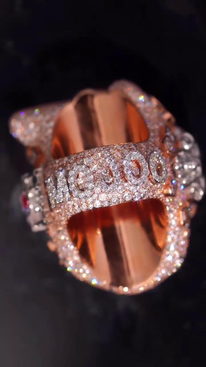 Custom Moissanite Cartoon Character Ring, Iced Out 925 Silver Statement Ring, Personalized Hip Hop Jewelry Gift
