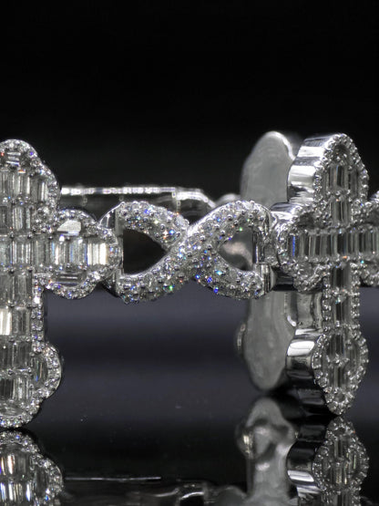 VVS1 Diamond Cross Link Bracelet, VVS1 Quality Baguette Moissanite Diamond, Pass Diamond Tester, Heavy Quality 925 Sterling Silver