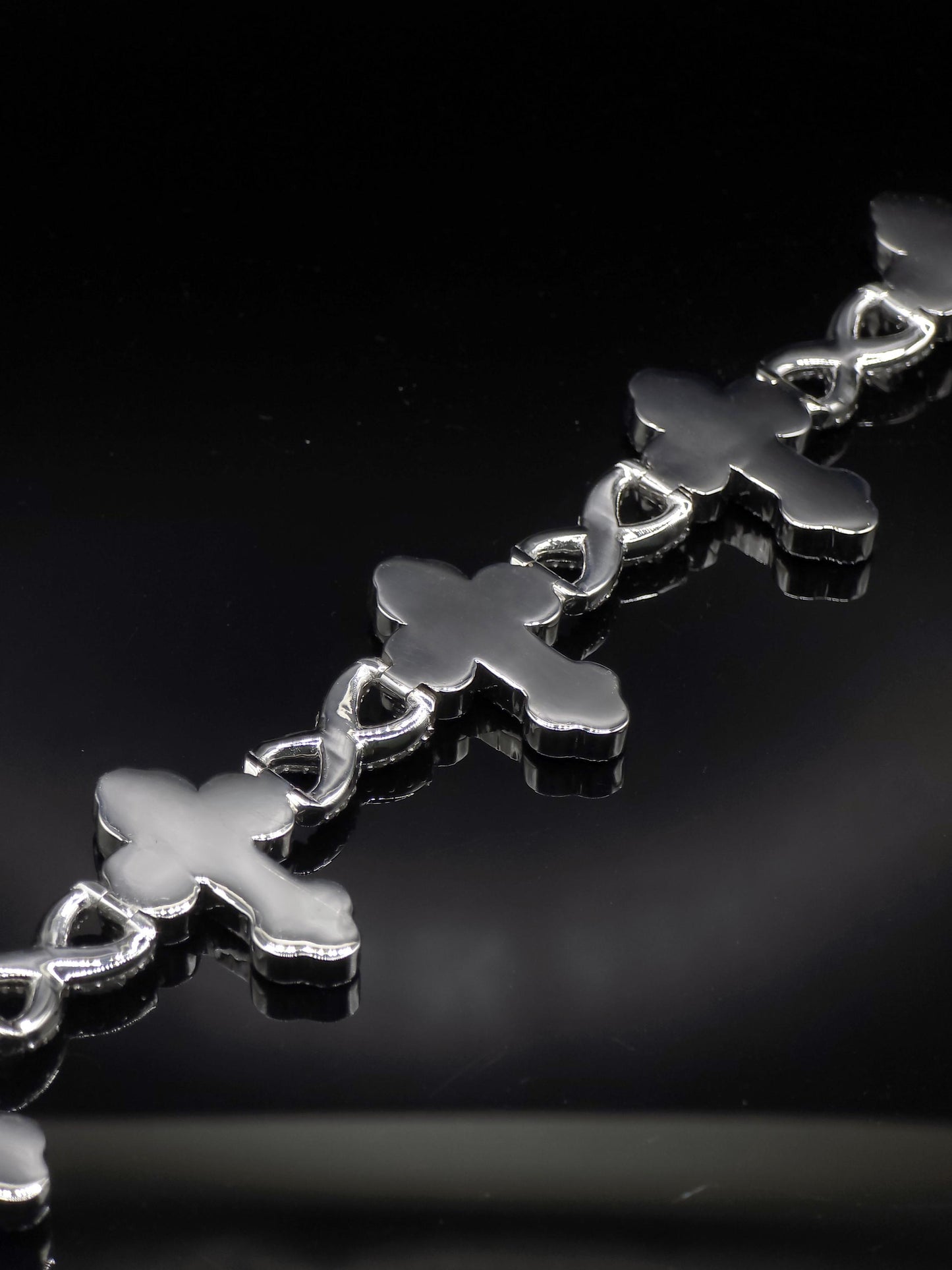 VVS1 Diamond Cross Link Bracelet, VVS1 Quality Baguette Moissanite Diamond, Pass Diamond Tester, Heavy Quality 925 Sterling Silver