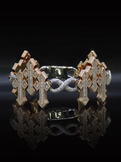 VVS1 Diamond Chrome Infinity Link Bracelet, VVS1 Quality Baguette Moissanite Diamond, Pass Diamond Tester, Heavy Quality 925 Sterling Silver