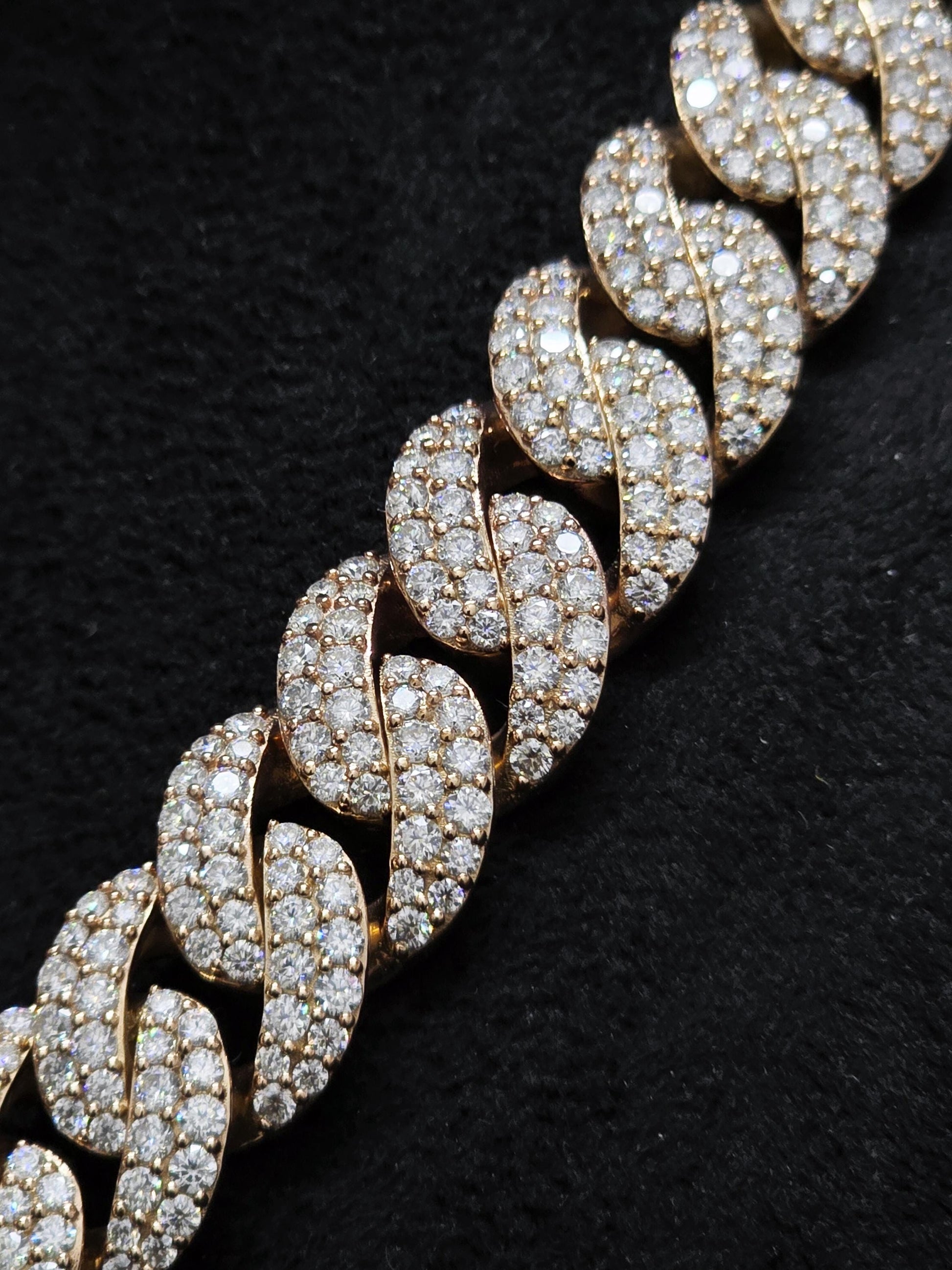 16mm Iced Out Miami Cuban Chain, VVS1 Moissanite, Rose Gold Plated Sterling Silver