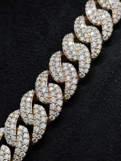 16mm Iced Out Miami Cuban Chain, VVS1 Moissanite, Rose Gold Plated Sterling Silver