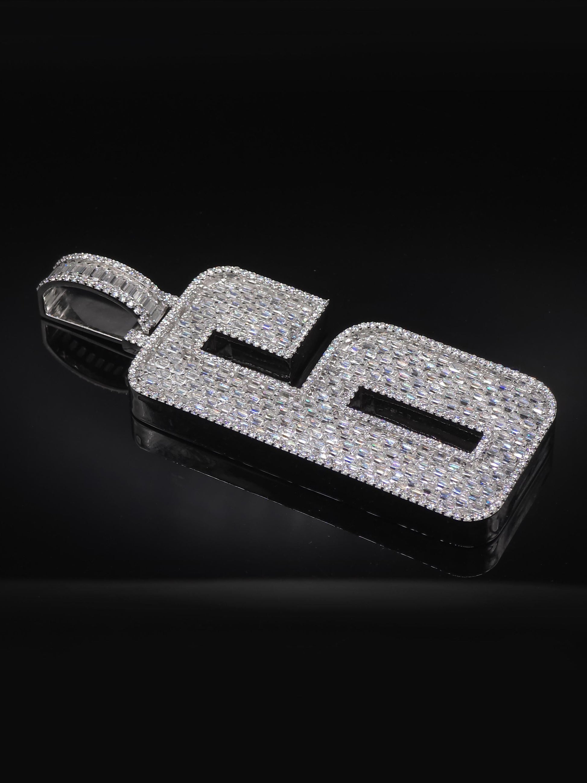 Emerald cut VVS1 Moissanite Layered Number "9" Pendant, Iced out Chunky Pendant, Custom Letter, 925 Sterling Silver / 10k, Hip Hop Pendant