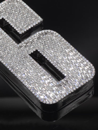 Emerald cut VVS1 Moissanite Layered Number "9" Pendant, Iced out Chunky Pendant, Custom Letter, 925 Sterling Silver / 10k, Hip Hop Pendant