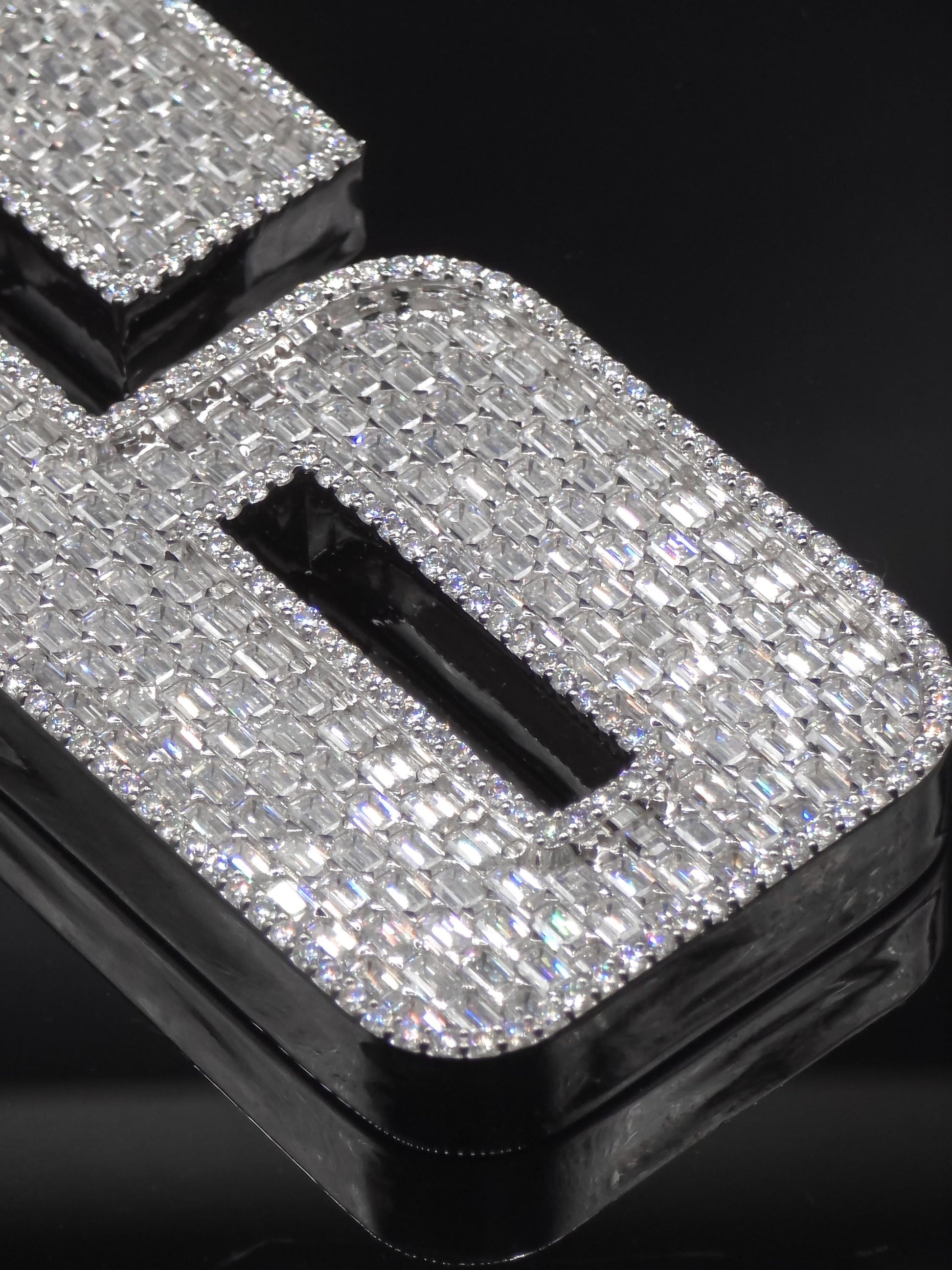 Emerald cut VVS1 Moissanite Layered Number "9" Pendant, Iced out Chunky Pendant, Custom Letter, 925 Sterling Silver / 10k, Hip Hop Pendant