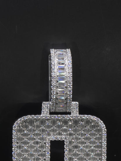 Emerald cut VVS1 Moissanite Layered Number "9" Pendant, Iced out Chunky Pendant, Custom Letter, 925 Sterling Silver / 10k, Hip Hop Pendant