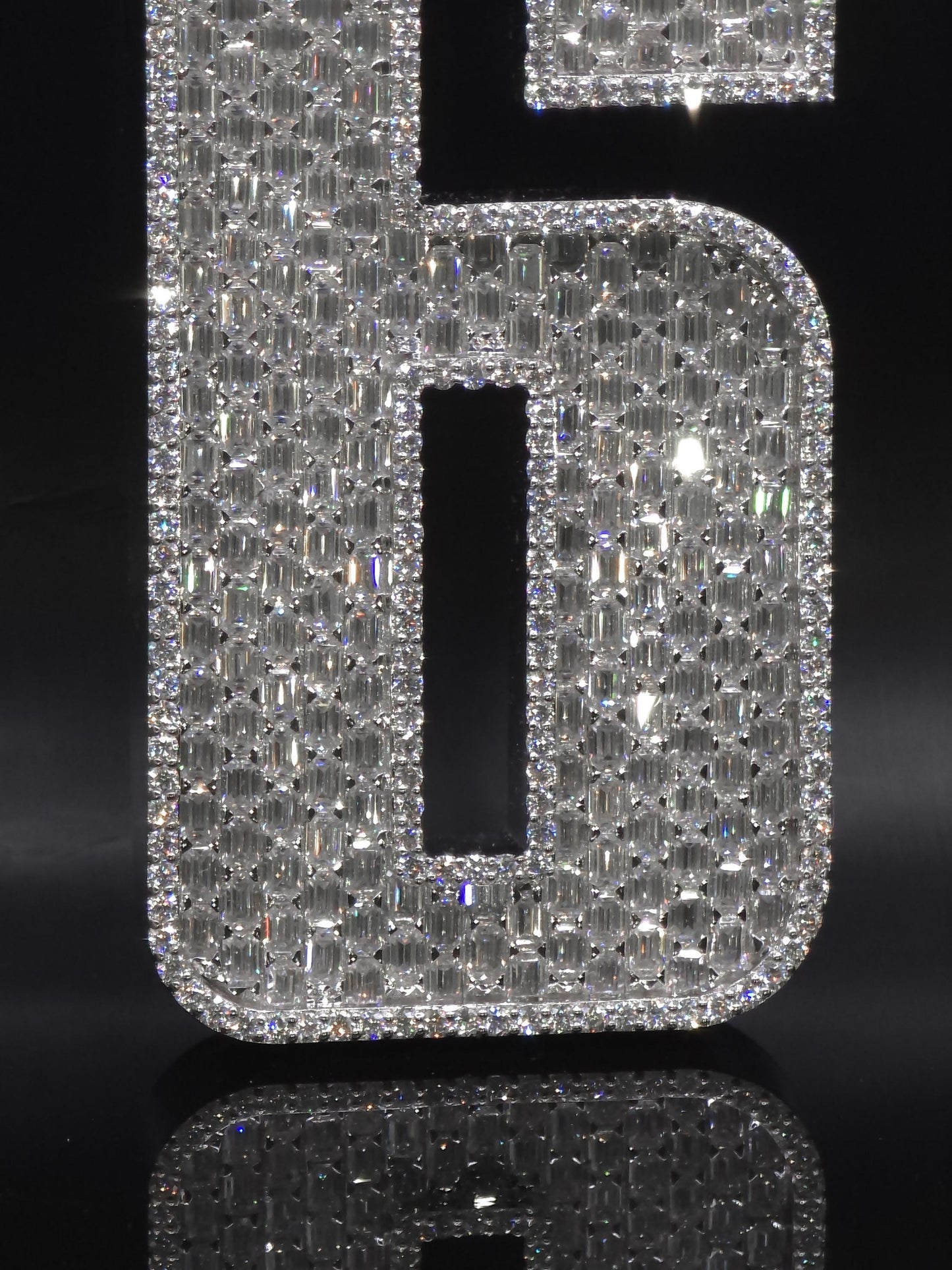 Emerald cut VVS1 Moissanite Layered Number "9" Pendant, Iced out Chunky Pendant, Custom Letter, 925 Sterling Silver / 10k, Hip Hop Pendant