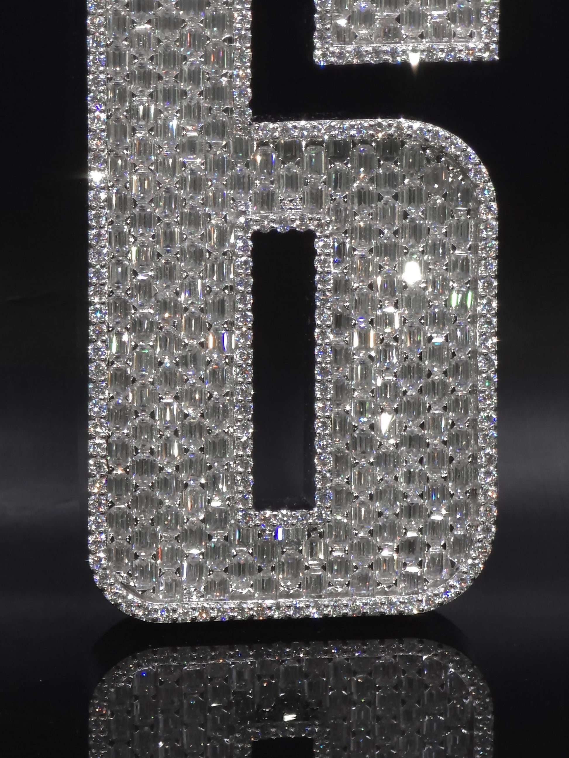 Emerald cut VVS1 Moissanite Layered Number "9" Pendant, Iced out Chunky Pendant, Custom Letter, 925 Sterling Silver / 10k, Hip Hop Pendant