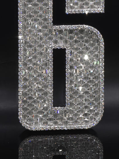 Emerald cut VVS1 Moissanite Layered Number "9" Pendant, Iced out Chunky Pendant, Custom Letter, 925 Sterling Silver / 10k, Hip Hop Pendant