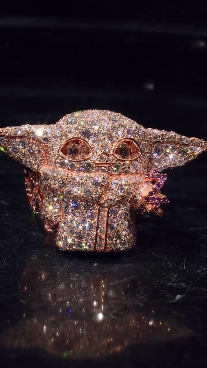 Custom 3D Alien Character Ring | VVS D Color Moissanite | Emerald Cut Eyes | 925 Sterling Silver
