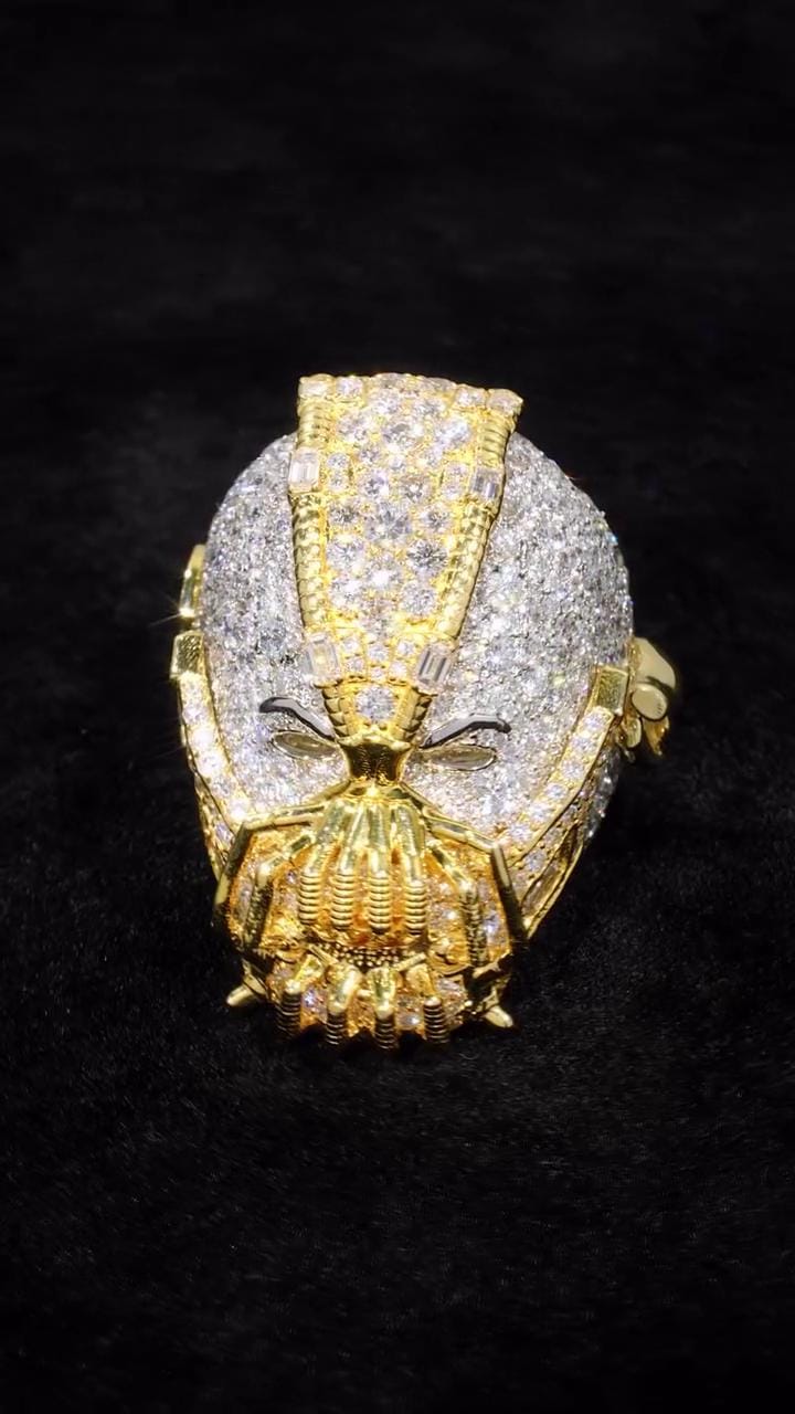 Custom 3D Masked Villain Ring | VVS D Color Moissanite | Two Tone 925 Sterling Silver Hip Hop Ring