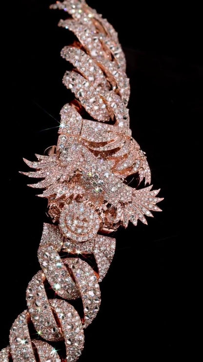 26MM Iced Out Cuban Link Chain | VVS Moissanite | Mosaic Inverted & Regular Set | Eagle Clasp | 925 Sterling Silver | Hip Hop Necklace