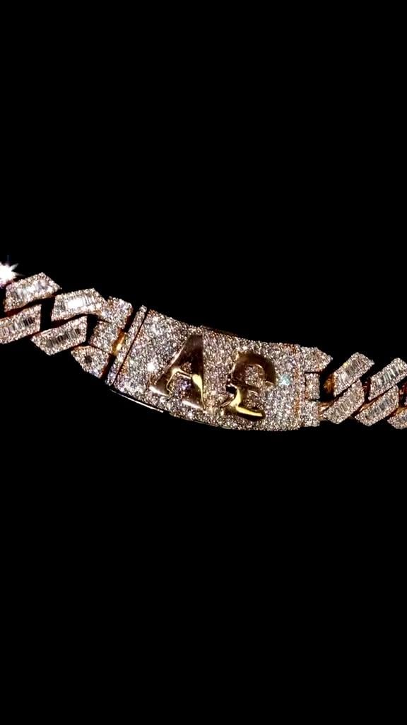 18mm Iced Out Moissanite Prong Cuban Link Chain, Baguette & Round Cut VVS Moissanite Hip Hop Necklace, Passes Diamond Tester