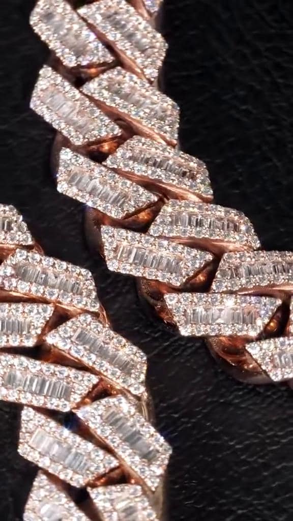18mm Iced Out Moissanite Prong Cuban Link Chain, Baguette & Round Cut VVS Moissanite Hip Hop Necklace, Passes Diamond Tester