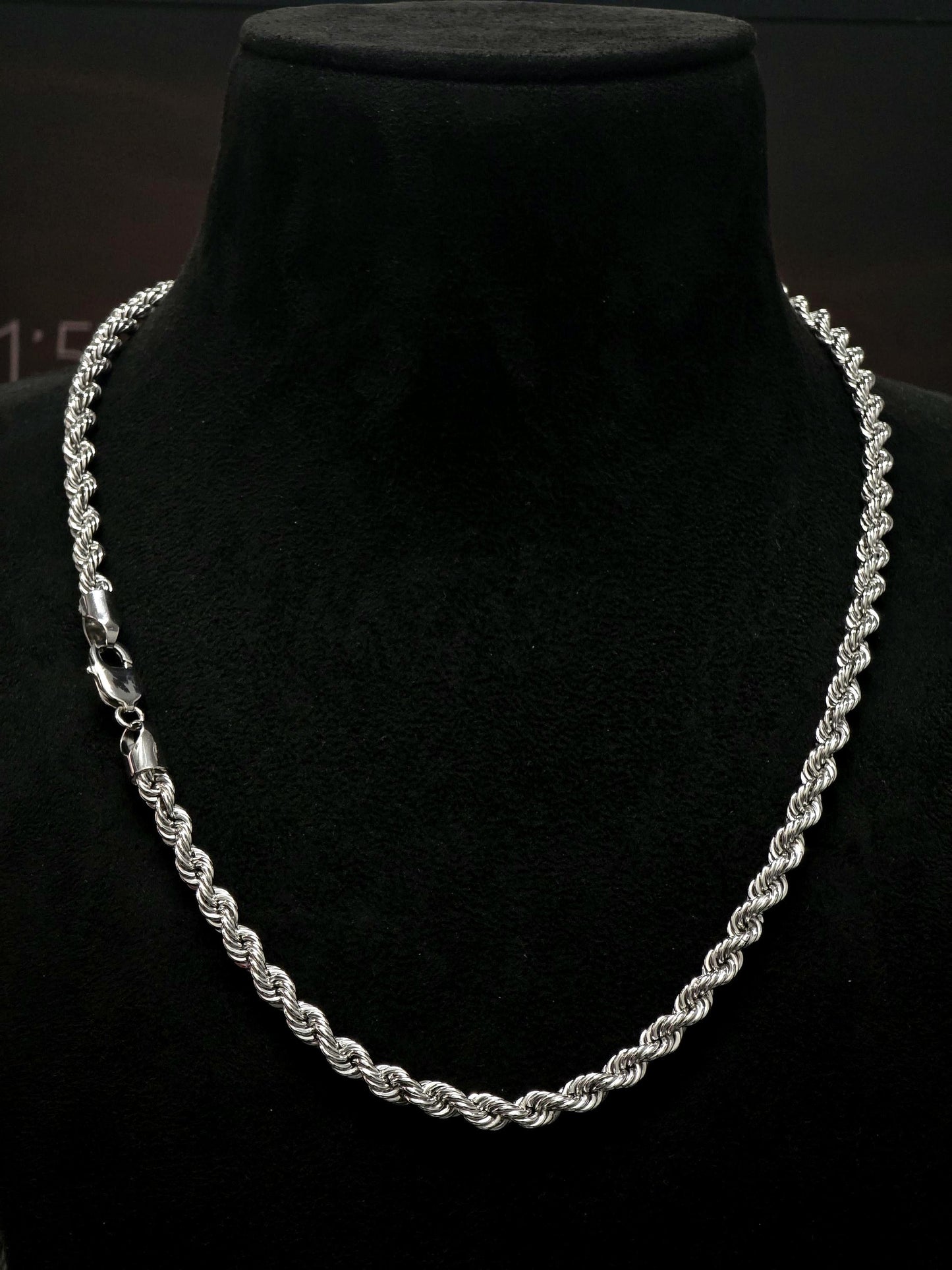 6.5mm Italian Silver Rope Chain, SOLID Sterling Silver Chain Necklace, Rope Link, Silver Necklace Men's & Women's, 16" to 30" Inches