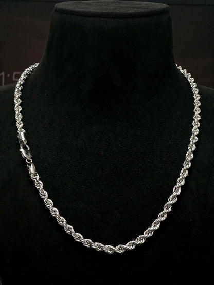 6.5mm Italian Silver Rope Chain, SOLID Sterling Silver Chain Necklace, Rope Link, Silver Necklace Men's & Women's, 16" to 30" Inches