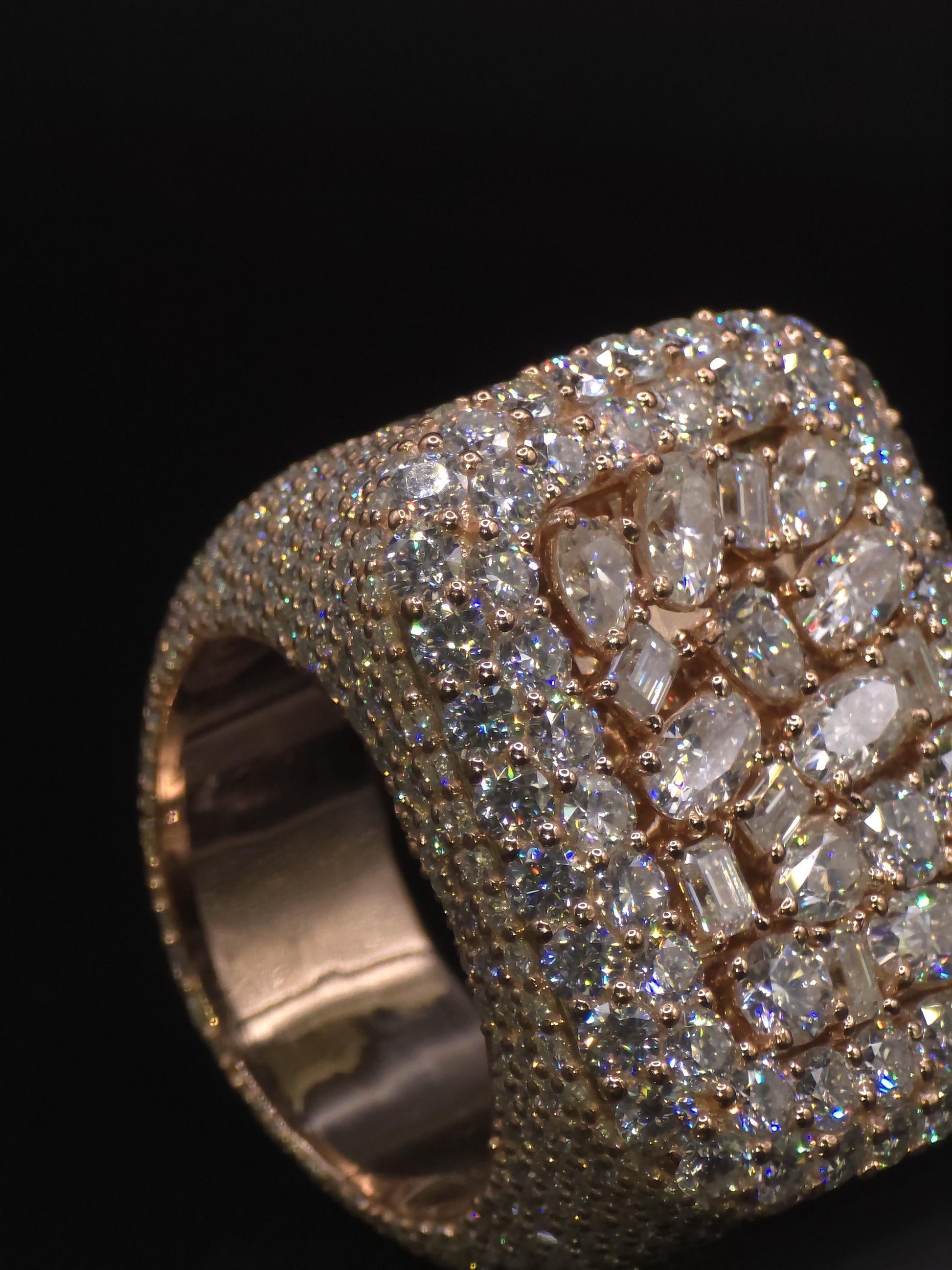 Mixed-Cut Moissanite Iced Out Ring | Rhodium Plated 925 Silver/10K Gold | CZ or VVS Diamonds | Custom Statement Pinky Ring
