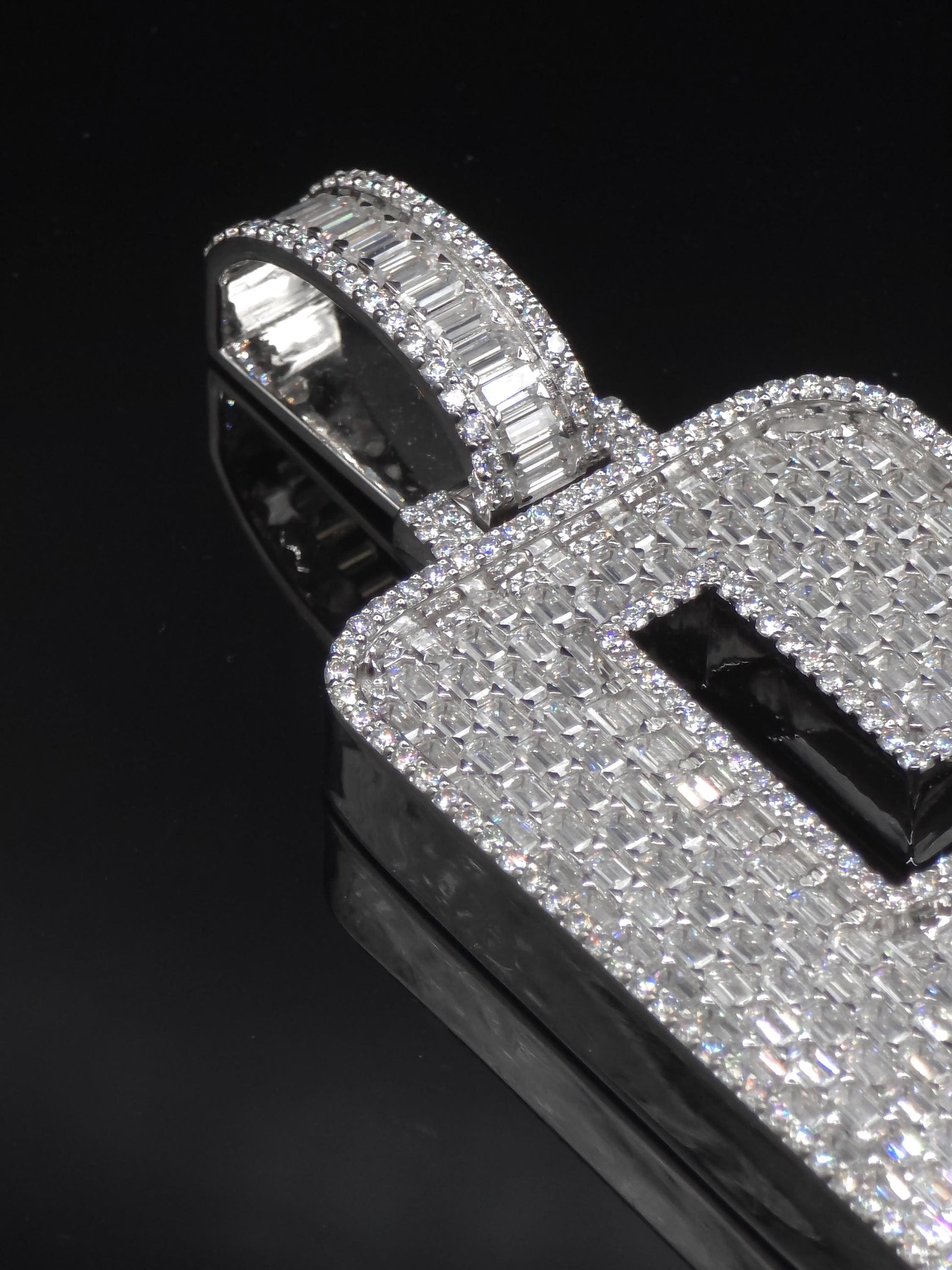 Emerald cut VVS1 Moissanite Layered Number "9" Pendant, Iced out Chunky Pendant, Custom Letter, 925 Sterling Silver / 10k, Hip Hop Pendant