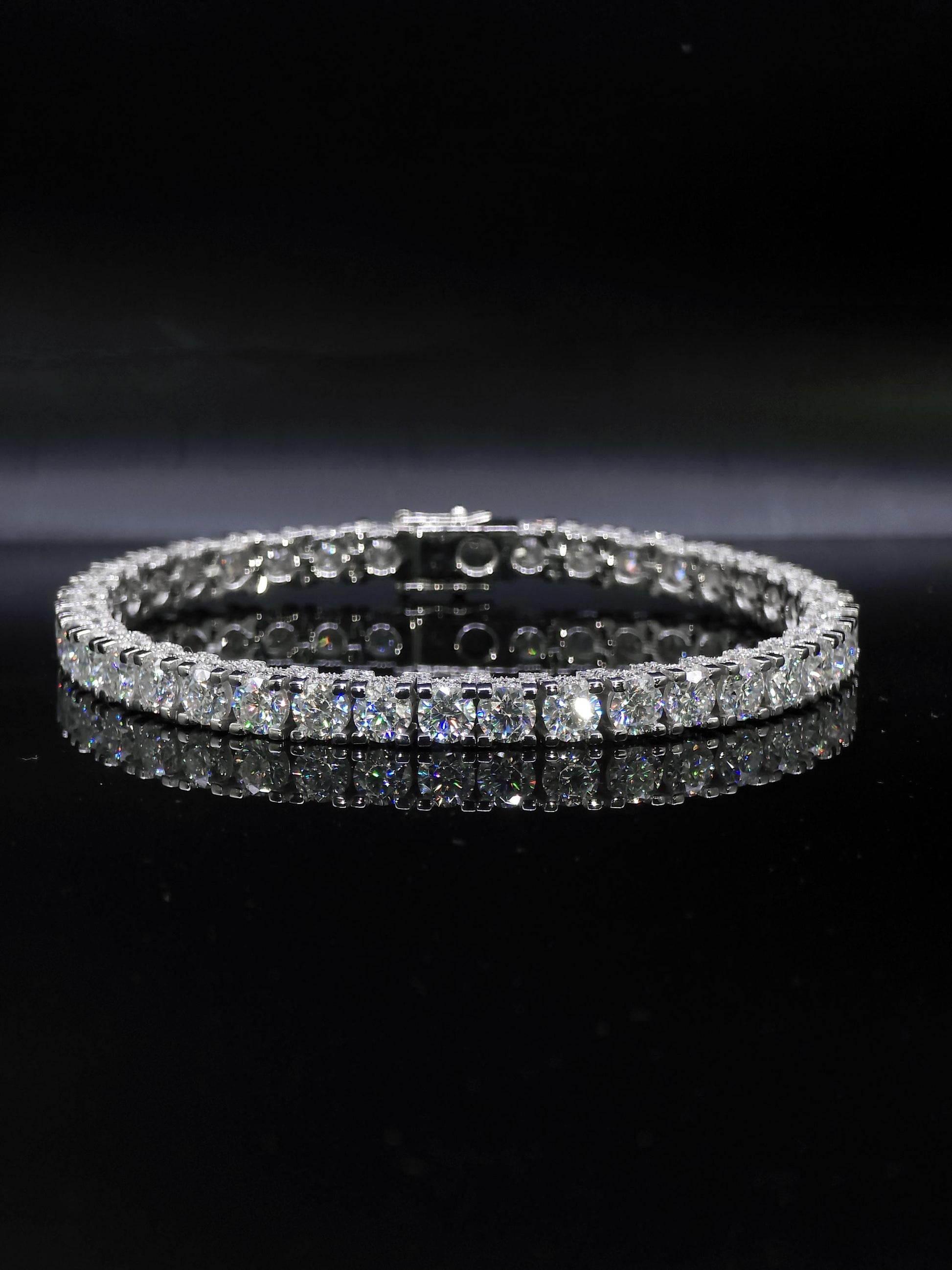 5mm Moissanite Tennis Bracelet, Iced Out Prong Setting, 925 Silver Iced Out Bracelet, Gift for Him/Her