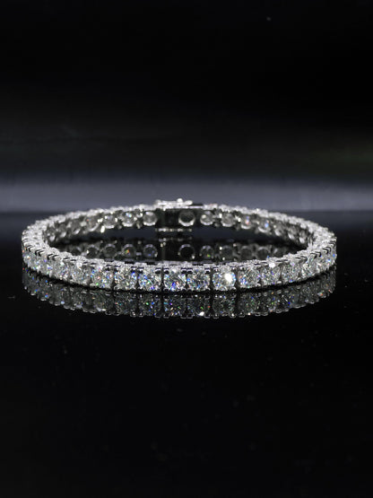 5mm Moissanite Tennis Bracelet, Iced Out Prong Setting, 925 Silver Iced Out Bracelet, Gift for Him/Her