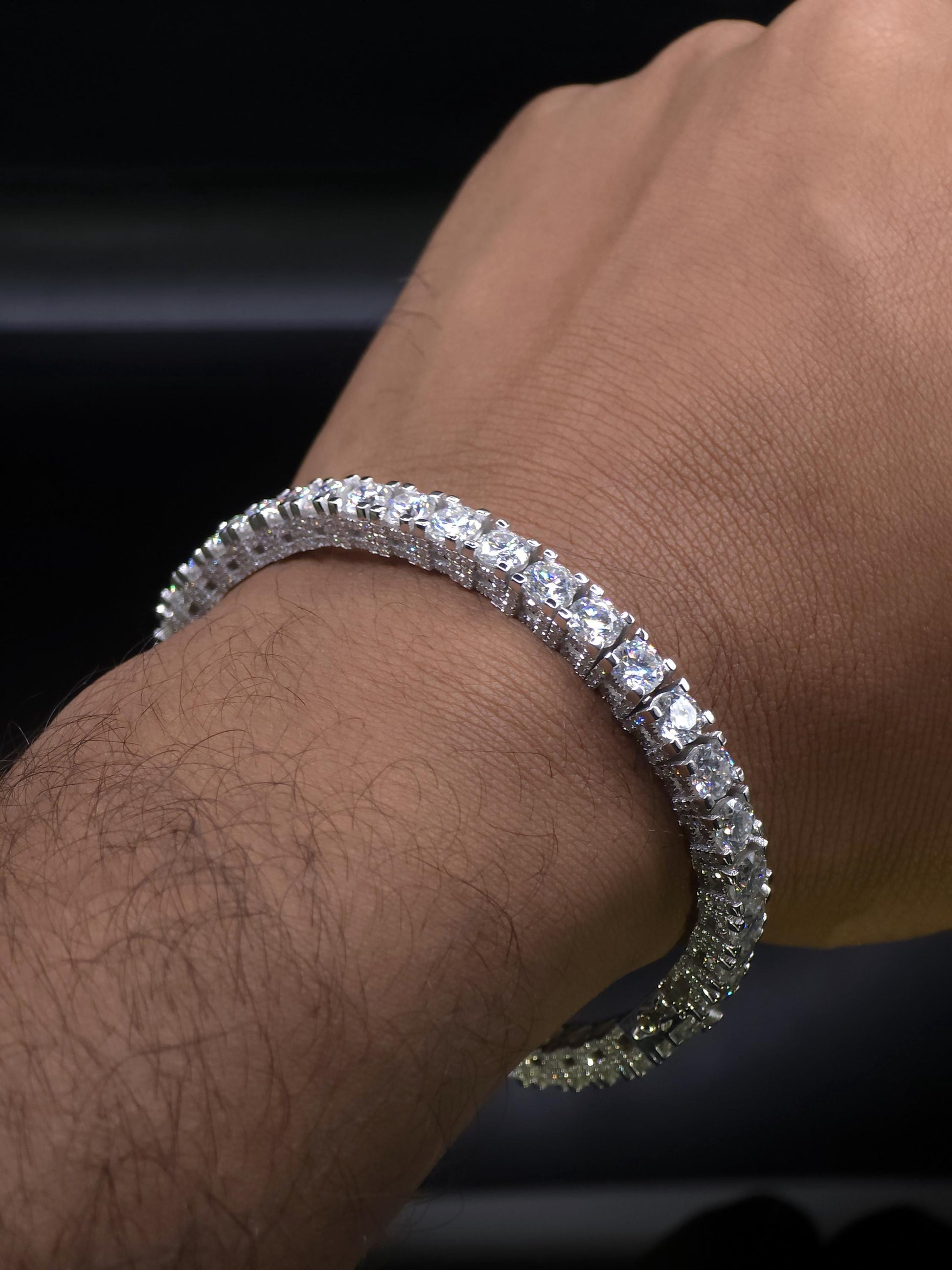 5mm Moissanite Tennis Bracelet, Iced Out Prong Setting, 925 Silver Iced Out Bracelet, Gift for Him/Her