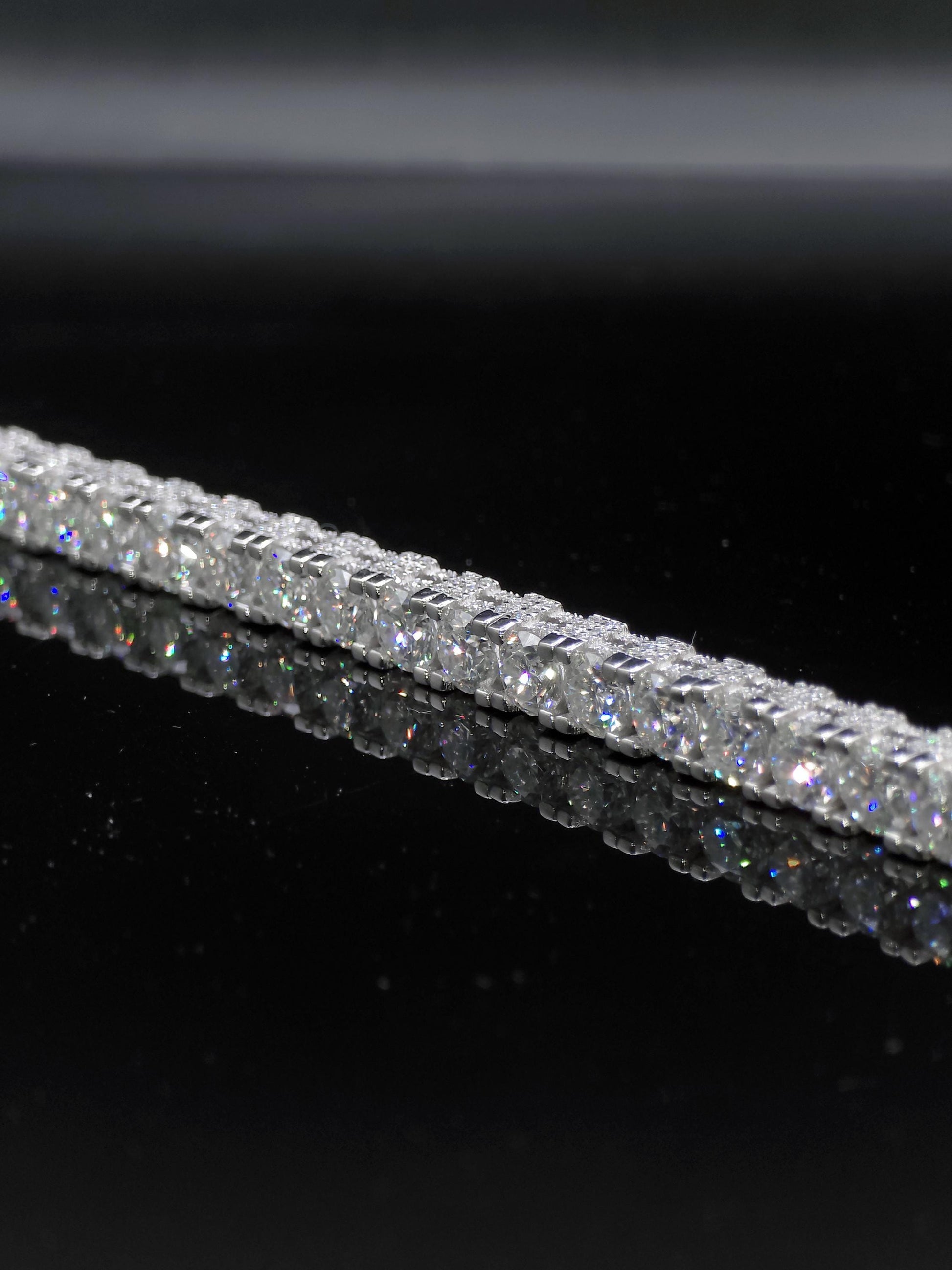 5mm Moissanite Tennis Bracelet, Iced Out Prong Setting, 925 Silver Iced Out Bracelet, Gift for Him/Her