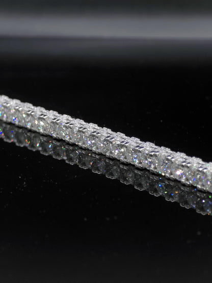 5mm Moissanite Tennis Bracelet, Iced Out Prong Setting, 925 Silver Iced Out Bracelet, Gift for Him/Her
