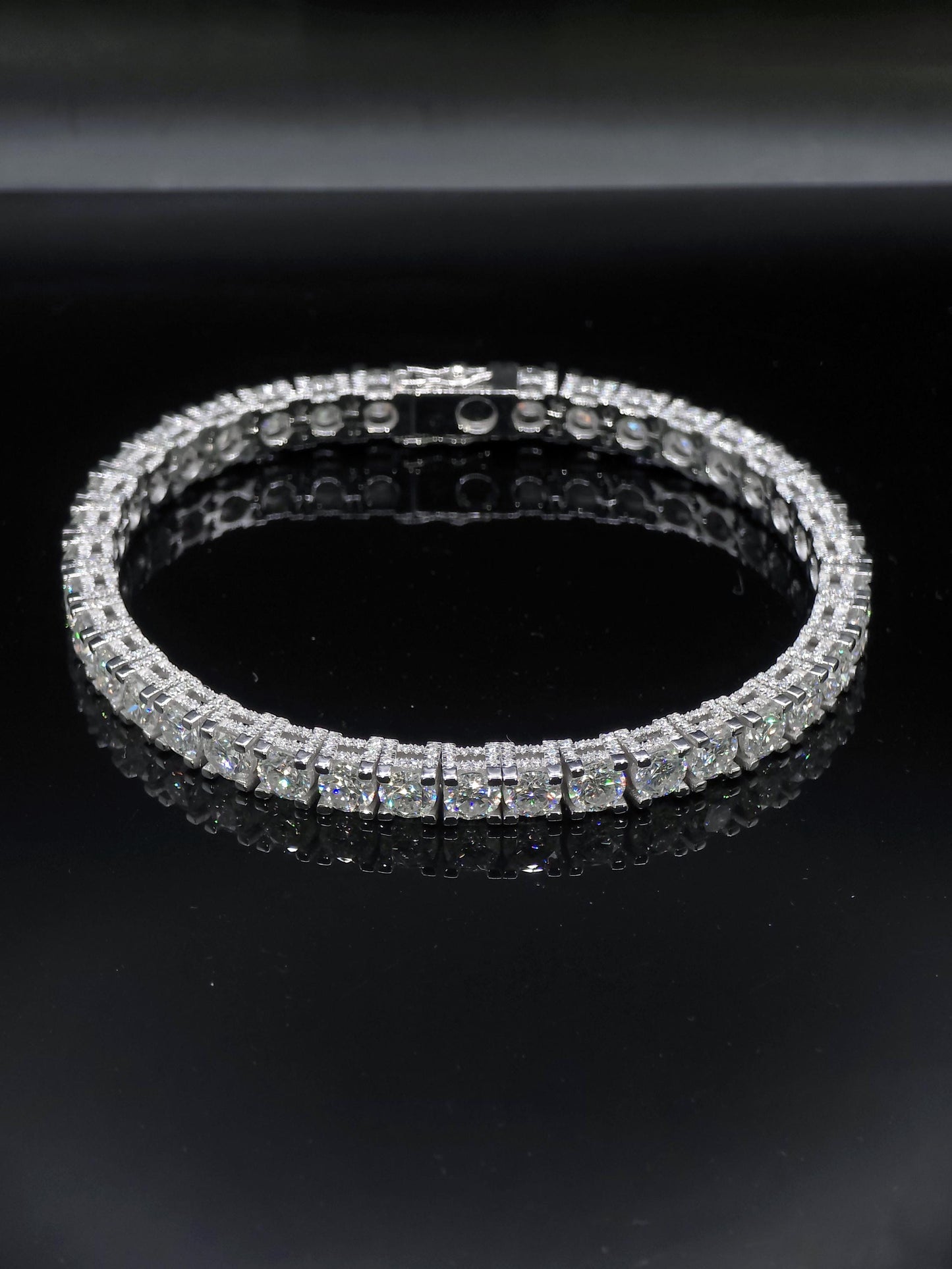 5mm Moissanite Tennis Bracelet, Iced Out Prong Setting, 925 Silver Iced Out Bracelet, Gift for Him/Her