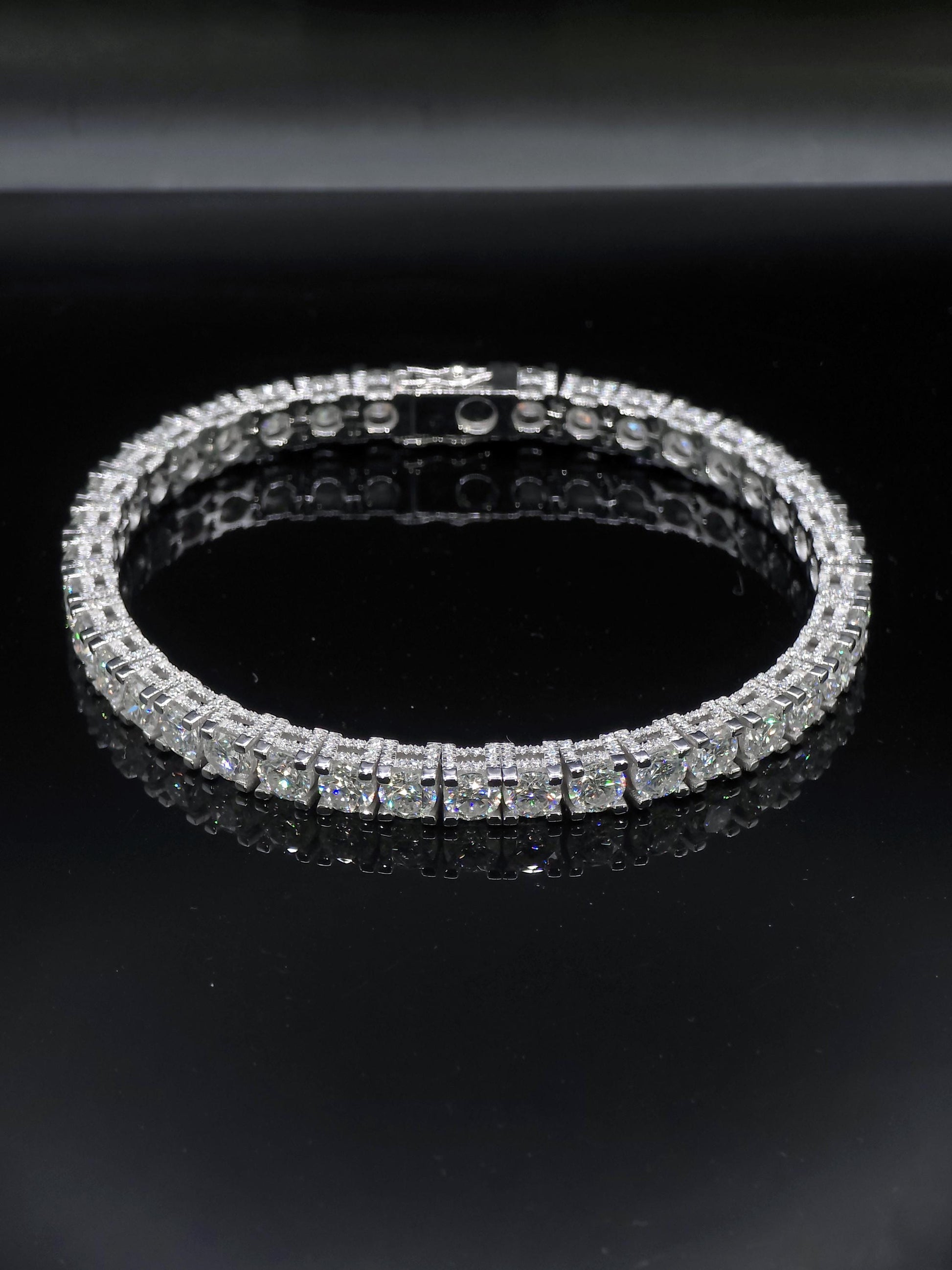 5mm Moissanite Tennis Bracelet, Iced Out Prong Setting, 925 Silver Iced Out Bracelet, Gift for Him/Her