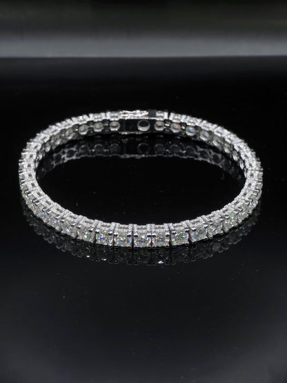 5mm Moissanite Tennis Bracelet, Iced Out Prong Setting, 925 Silver Iced Out Bracelet, Gift for Him/Her