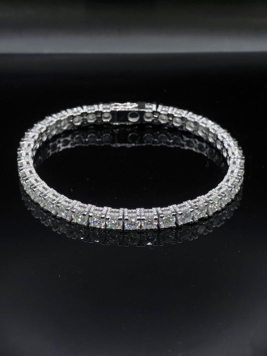 5mm Moissanite Tennis Bracelet, Iced Out Prong Setting, 925 Silver Iced Out Bracelet, Gift for Him/Her