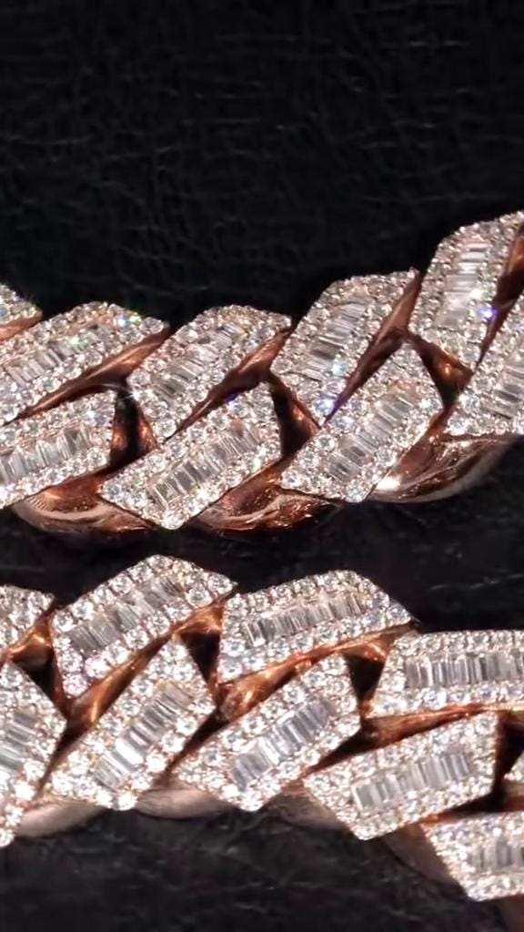 18mm Iced Out Moissanite Prong Cuban Link Chain, Baguette & Round Cut VVS Moissanite Hip Hop Necklace, Passes Diamond Tester