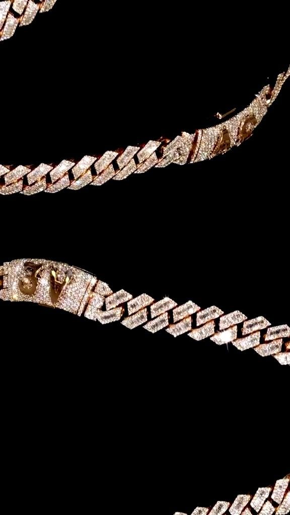 18mm Iced Out Moissanite Prong Cuban Link Chain, Baguette & Round Cut VVS Moissanite Hip Hop Necklace, Passes Diamond Tester