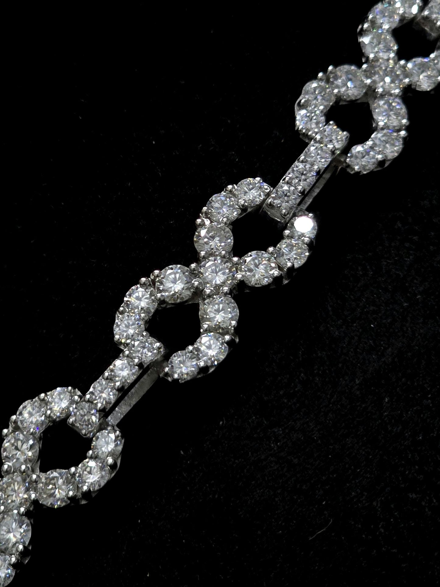 Infinity Link Chain 12mm, VVS1 Quality Round-cut Moissanite Diamond, Pass Diamond Tester