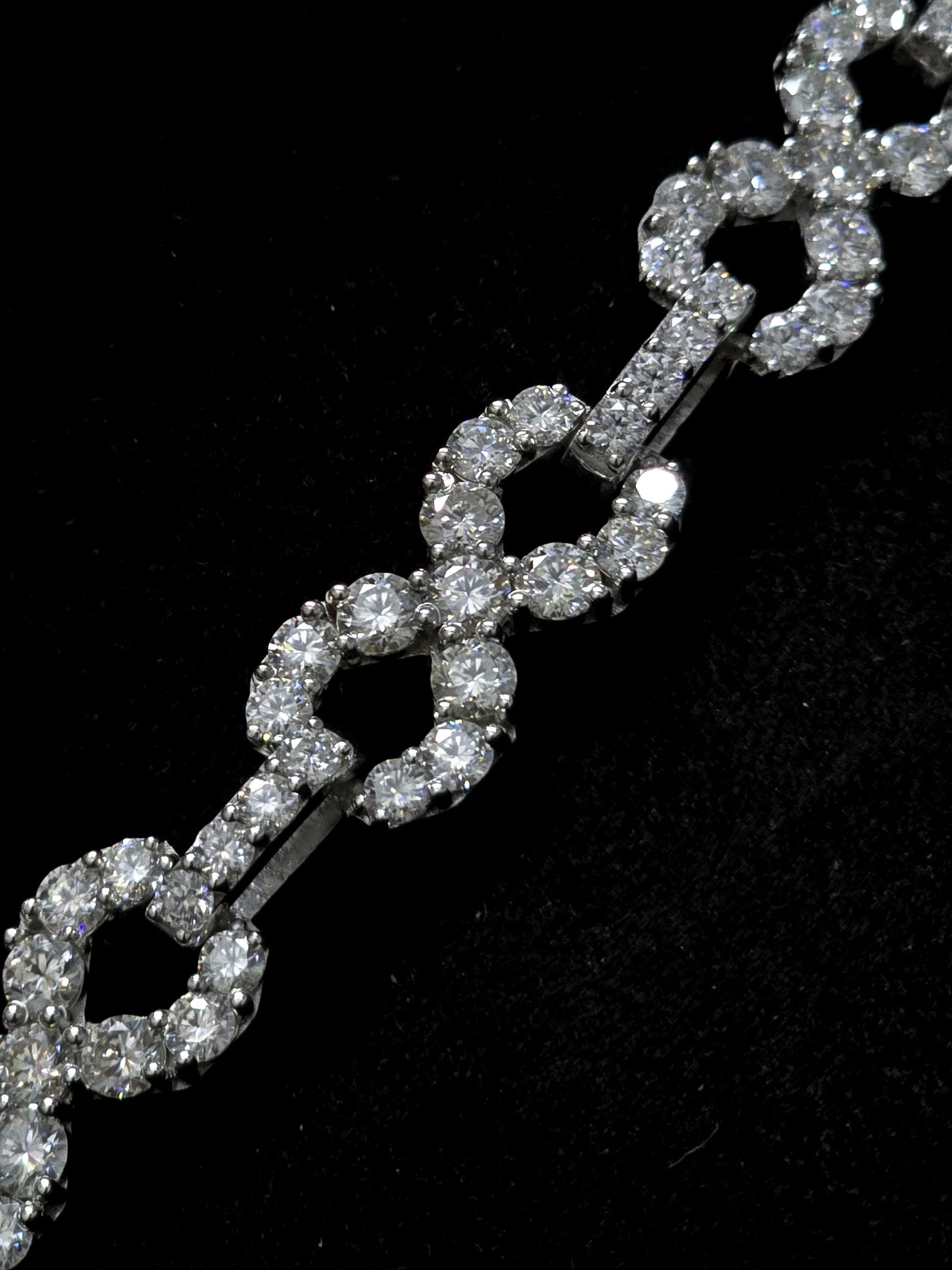 Infinity Link Chain 12mm, VVS1 Quality Round-cut Moissanite Diamond, Pass Diamond Tester