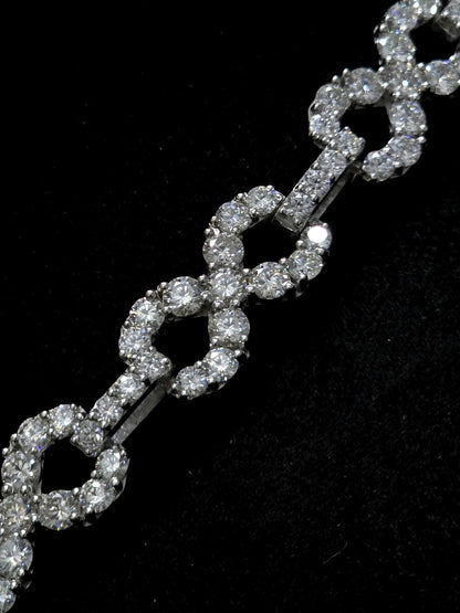 Infinity Link Chain 12mm, VVS1 Quality Round-cut Moissanite Diamond, Pass Diamond Tester