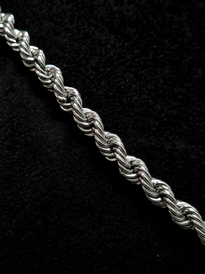 6.5mm Italian Silver Rope Chain, SOLID Sterling Silver Chain Necklace, Rope Link, Silver Necklace Men's & Women's, 16" to 30" Inches