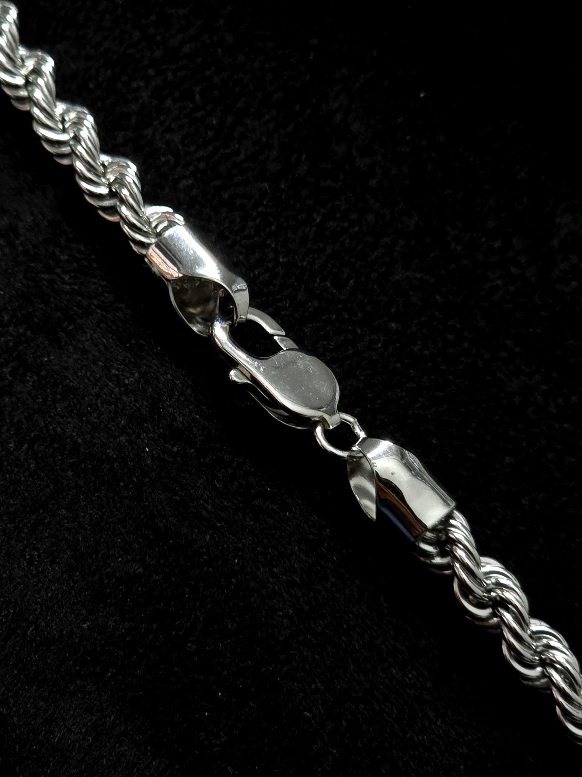 6.5mm Italian Silver Rope Chain, SOLID Sterling Silver Chain Necklace, Rope Link, Silver Necklace Men's & Women's, 16" to 30" Inches