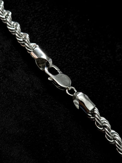 6.5mm Italian Silver Rope Chain, SOLID Sterling Silver Chain Necklace, Rope Link, Silver Necklace Men's & Women's, 16" to 30" Inches