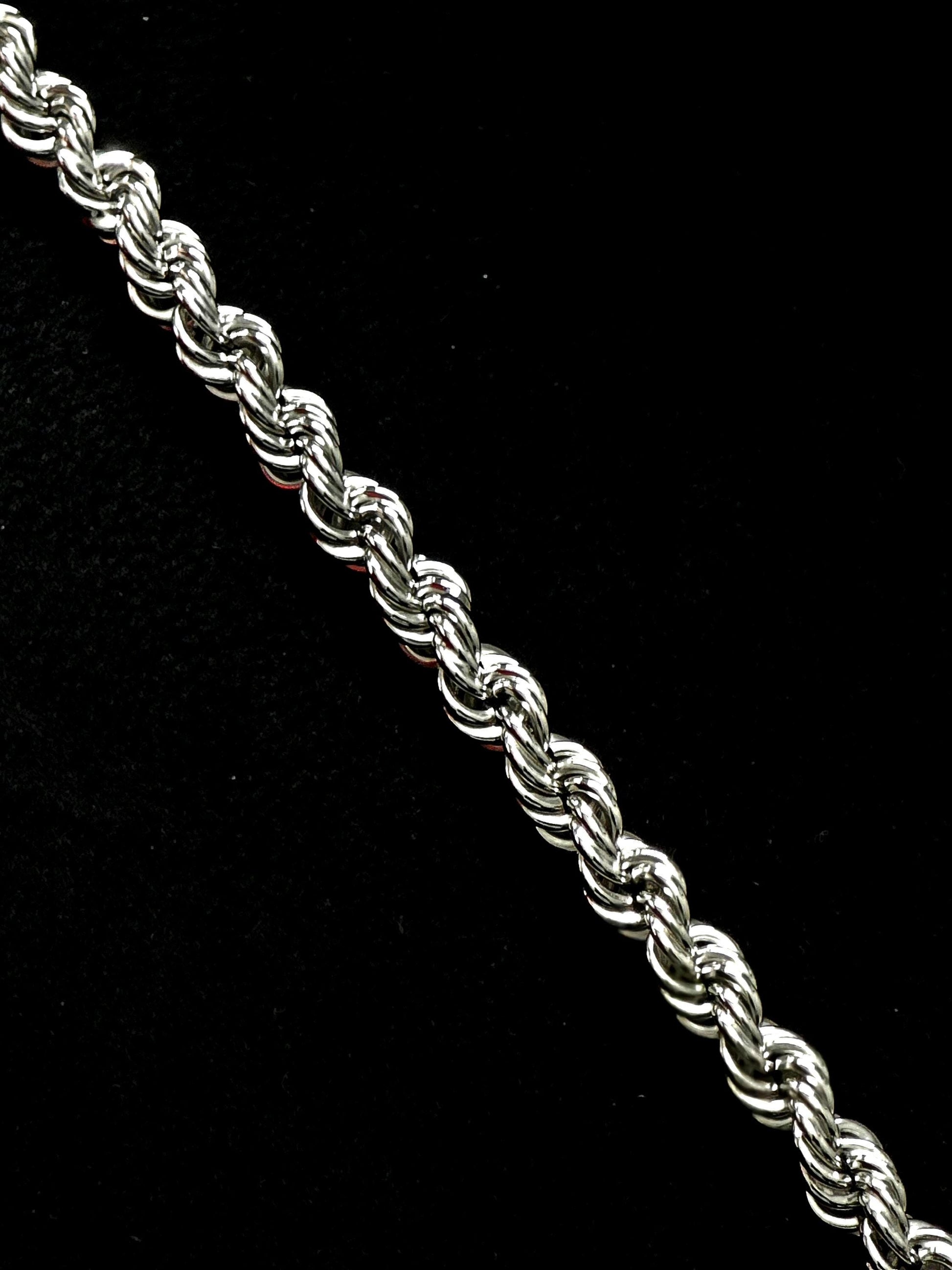 6.5mm Italian Silver Rope Chain, SOLID Sterling Silver Chain Necklace, Rope Link, Silver Necklace Men's & Women's, 16" to 30" Inches