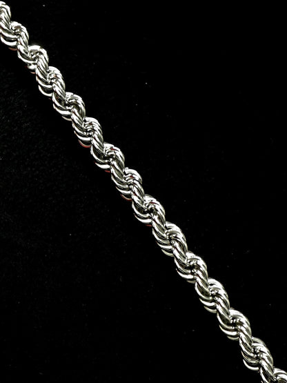 6.5mm Italian Silver Rope Chain, SOLID Sterling Silver Chain Necklace, Rope Link, Silver Necklace Men's & Women's, 16" to 30" Inches