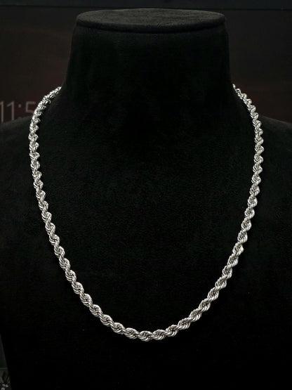 6.5mm Italian Silver Rope Chain, SOLID Sterling Silver Chain Necklace, Rope Link, Silver Necklace Men's & Women's, 16" to 30" Inches