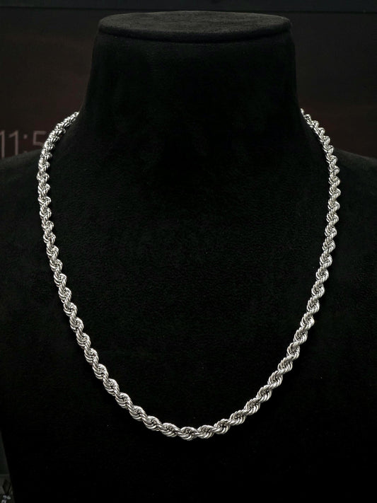 6.5mm Italian Silver Rope Chain, SOLID Sterling Silver Chain Necklace, Rope Link, Silver Necklace Men's & Women's, 16" to 30" Inches