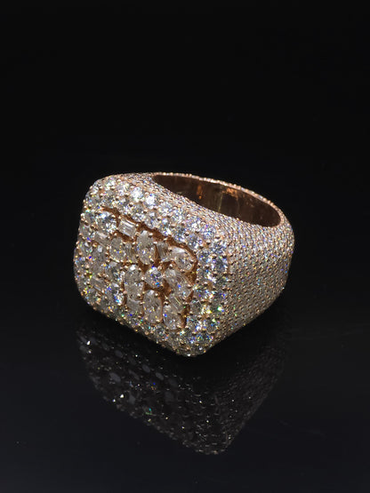 Mixed-Cut Moissanite Iced Out Ring | Rhodium Plated 925 Silver/10K Gold | CZ or VVS Diamonds | Custom Statement Pinky Ring