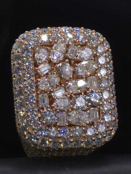 Mixed-Cut Moissanite Iced Out Ring | Rhodium Plated 925 Silver/10K Gold | CZ or VVS Diamonds | Custom Statement Pinky Ring