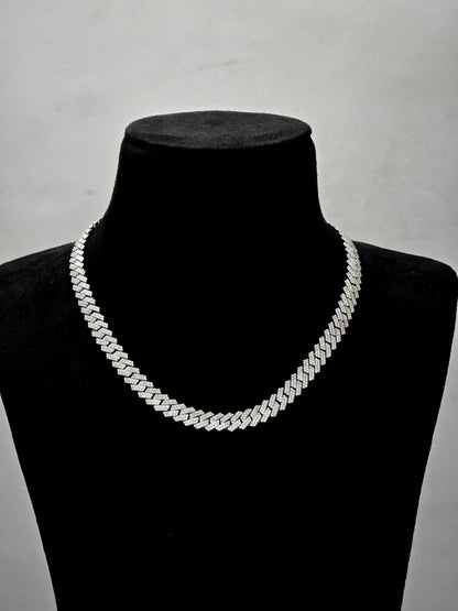 10mm Prong Cuban Link Chain, Custom Mixed-cut Designer Clasp, D Color VVS1 Moissanite, 925 Sterling Silver, Gold Plated, 16-30 Inch