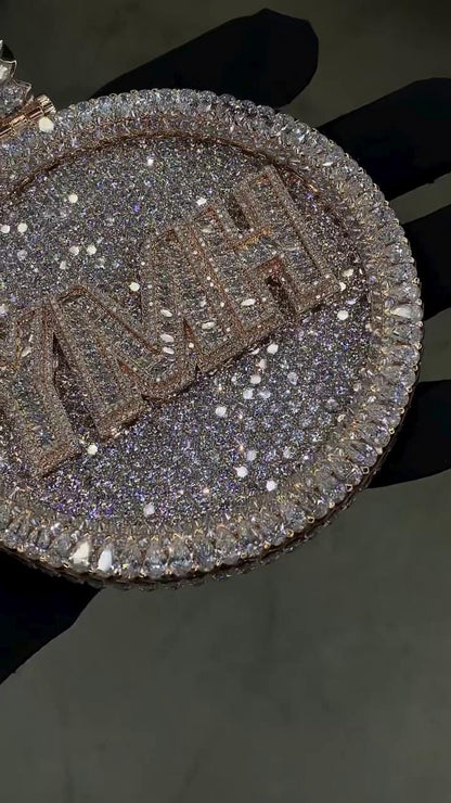 Large Heavy Custom Moissanite Pendant for Men, Hip Hop Iced Out Jewelry, D Color VVS1, 925 Silver, Passes Diamond Tester