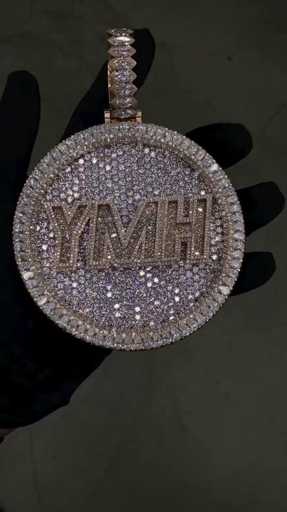 Large Heavy Custom Moissanite Pendant for Men, Hip Hop Iced Out Jewelry, D Color VVS1, 925 Silver, Passes Diamond Tester